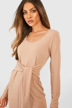 Rundhals-Midikleid Mit Geschnürter Taille -Stil Formen Verkäufe gzz46364 camel xl 2