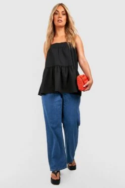 Plus Gestufes Trägertop Mit Geradem Ausschnitt -Stil Formen Verkäufe gzz46461 black xl 2