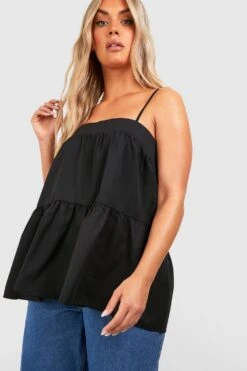 Plus Gestufes Trägertop Mit Geradem Ausschnitt -Stil Formen Verkäufe gzz46461 black xl 3