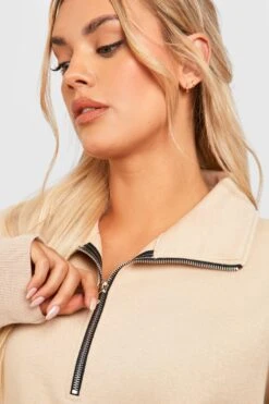 Plus Basic Sweatshirt-Kleid Mit Reißverschluss -Stil Formen Verkäufe gzz46469 stone xl 3