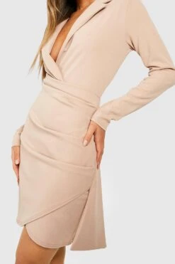 Blazer-Kleid Mit Wickel-Detail 9 Blazer-Kleid Mit Wickel-Detail -Stil Formen Verkäufe gzz46609 stone xl 3