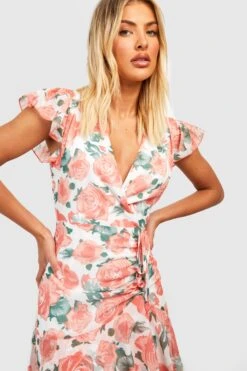 Florales Gestuftes Chiffon-Maxikleid Mit Rüschen -Stil Formen Verkäufe gzz46681 coral xl 3