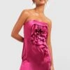 Bandeau-Minikleid Aus Satin Mit 3D Rose -Stil Formen Verkäufe gzz46694 magenta xl