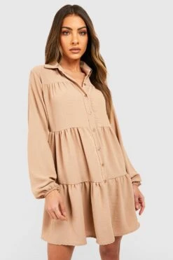 Gestuftes Hemd-Kleid -Stil Formen Verkäufe gzz46792 camel xl 3