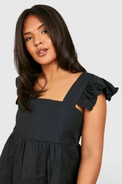 Plus Kitteloberteil Aus Leinen Mit Rüschen -Stil Formen Verkäufe gzz46902 black xl 3