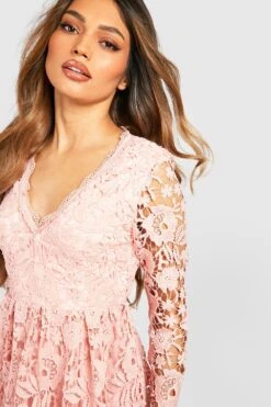 Langärmliges Midi-Skaterkleid Aus Spitze -Stil Formen Verkäufe gzz47002 soft20pink xl 2