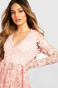 Langärmliges Midi-Skaterkleid Aus Spitze -Stil Formen Verkäufe gzz47002 soft20pink xl 3