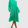 Chiffon-Midikleid Mit Gerafftem Kragen -Stil Formen Verkäufe gzz47224 green xl