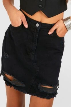 Zerrissener Jeans-Minirock Mit Vintage-Waschung -Stil Formen Verkäufe gzz47715 washed20black xl 3