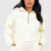 Plus Sweatshirt Mit Halbem Reißverschluss Und Naht-Detail -Stil Formen Verkäufe gzz47795 ecru xl