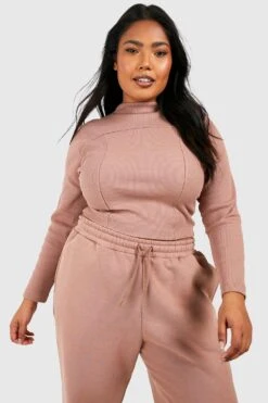 Plus Hochgeschlossenes Oberteil Mit Naht-Detail 9 Plus Hochgeschlossenes Oberteil Mit Naht-Detail -Stil Formen Verkäufe gzz47801 mocha xl 3