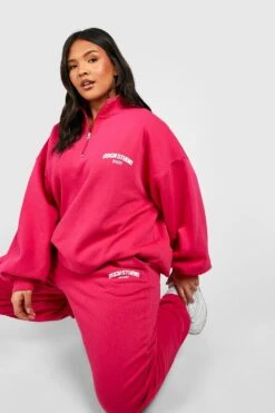 Plus Oversize Dsgn Studio Sweatshirt Mit Halbem Reißverschluss -Stil Formen Verkäufe gzz47826 pink xl 2