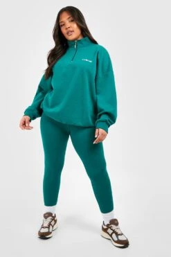 Oversize Oversize Sweatshirt Mit Halbem Reißverschluss & Leggings 8 Oversize Oversize Sweatshirt Mit Halbem Reißverschluss & Leggings -Stil Formen Verkäufe gzz47836 forest xl 2