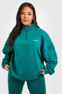 Oversize Oversize Sweatshirt Mit Halbem Reißverschluss & Leggings 9 Oversize Oversize Sweatshirt Mit Halbem Reißverschluss & Leggings -Stil Formen Verkäufe gzz47836 forest xl 3