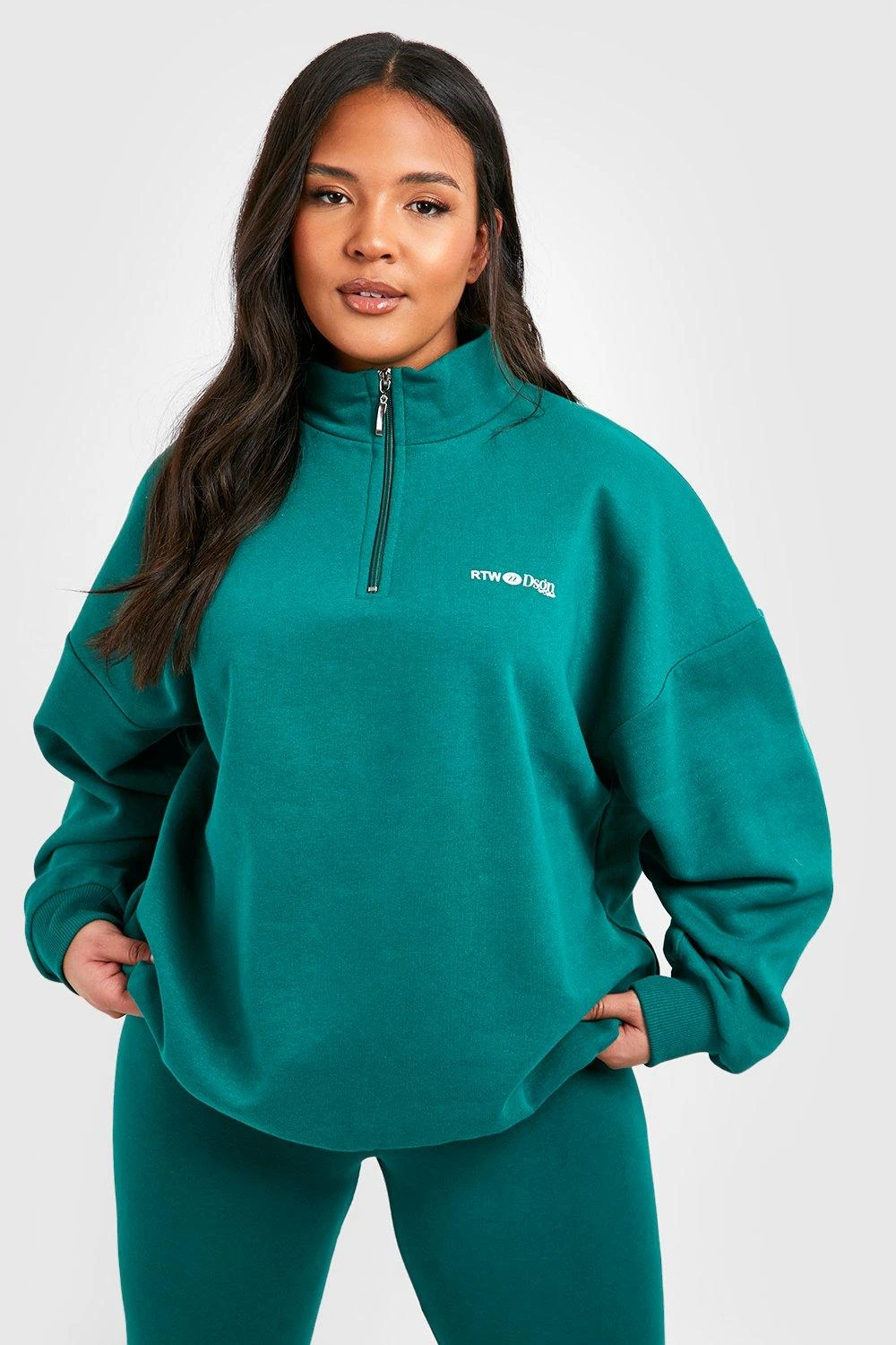 Oversize Oversize Sweatshirt Mit Halbem Reißverschluss & Leggings 6 Oversize Oversize Sweatshirt Mit Halbem Reißverschluss & Leggings – Bild 4