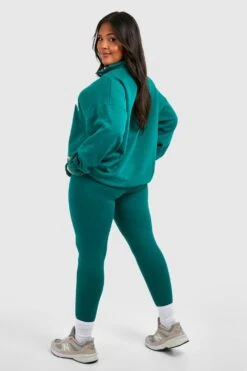 Plus Oversize Sweatshirt Mit Halbem Reißverschluss & Leggings -Stil Formen Verkäufe gzz47837 forest xl 1