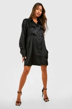 Oversize Utility Hemdkleid -Stil Formen Verkäufe gzz47968 black xl 2