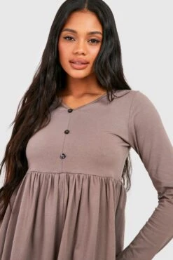 Langärmliges Midikleid Aus Baumwollmischung 9 Langärmliges Midikleid Aus Baumwollmischung -Stil Formen Verkäufe gzz47984 mocha xl 3