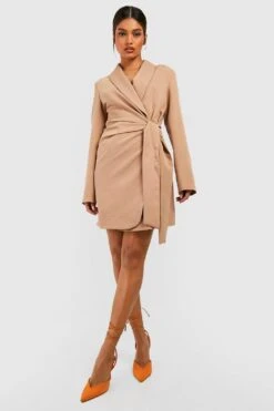 Blazerkleid Mit Bindegürtel 8 Blazerkleid Mit Bindegürtel -Stil Formen Verkäufe gzz48015 camel xl 2