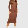 Geripptes Midikleid Mit Twist-Detail -Stil Formen Verkäufe gzz48028 chocolate xl