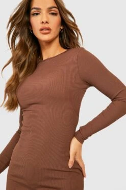 Geripptes Midikleid Mit Twist-Detail -Stil Formen Verkäufe gzz48028 chocolate xl 3