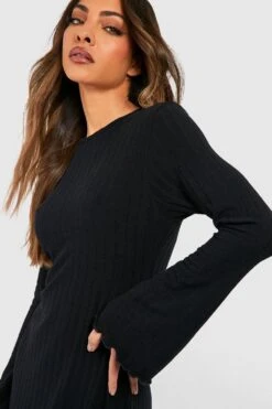 Geripptes Midikleid Mit Weiten Ärmeln -Stil Formen Verkäufe gzz48104 black xl 3