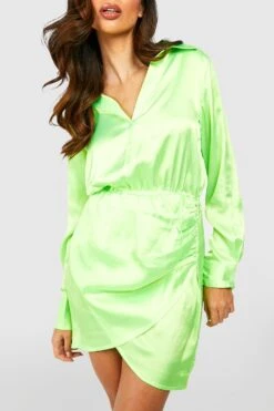 Das Satin-Minikleid -Stil Formen Verkäufe gzz48125 lime xl 3