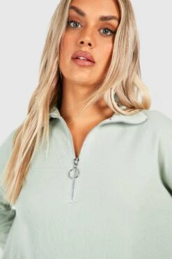 Plus Geripptes Midikleid Mit Halbem Reißverschluss 9 Plus Geripptes Midikleid Mit Halbem Reißverschluss -Stil Formen Verkäufe gzz48304 sage xl 3