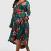 Plus Florales Rüschen-Wickelkleid -Stil Formen Verkäufe gzz48415 green xl