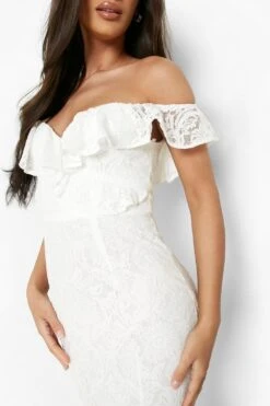 Bandeau-Maxikleid Aus Spitze Mit Rüschen -Stil Formen Verkäufe gzz48601 ivory xl 3