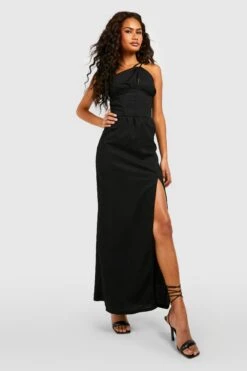 Einärmliges Strukturiertes Korsett-Maxikleid