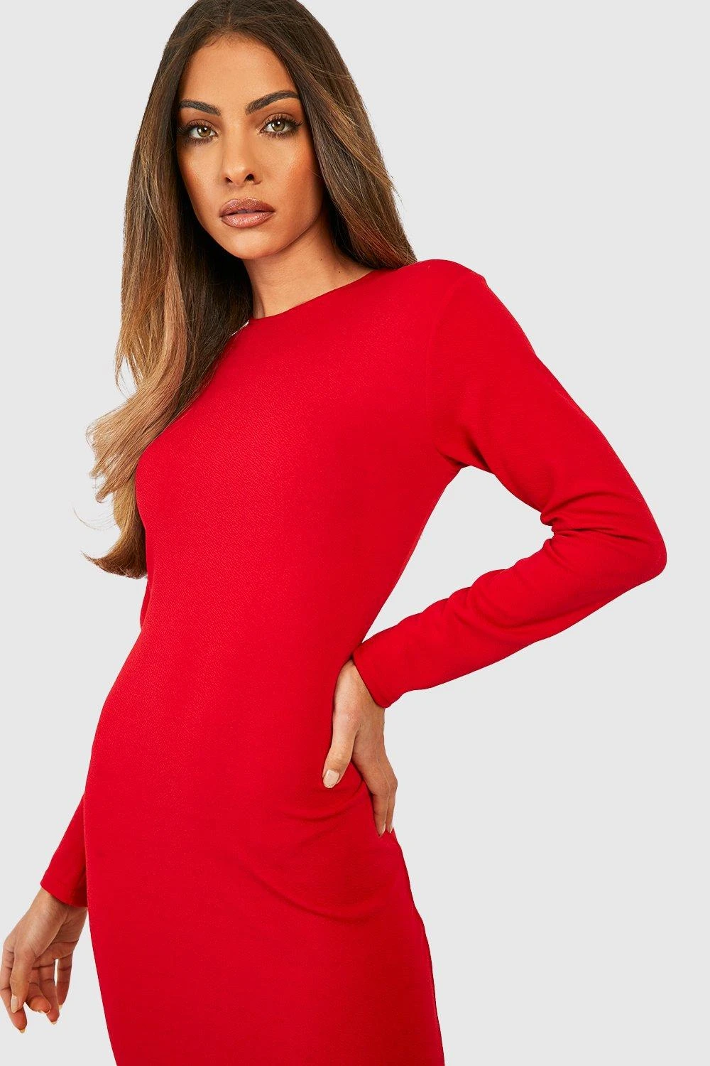 Langärmliges Basic Midikleid Mit Langen Ärmeln 5 Langärmliges Basic Midikleid Mit Langen Ärmeln – Bild 3