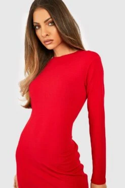 Langärmliges Basic Midikleid Mit Langen Ärmeln 9 Langärmliges Basic Midikleid Mit Langen Ärmeln -Stil Formen Verkäufe gzz48668 red xl 3