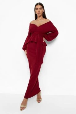 Schulterfreies Schößchen-Maxikleid -Stil Formen Verkäufe gzz48720 berry xl 2