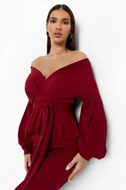 Schulterfreies Schößchen-Maxikleid -Stil Formen Verkäufe gzz48720 berry xl 3