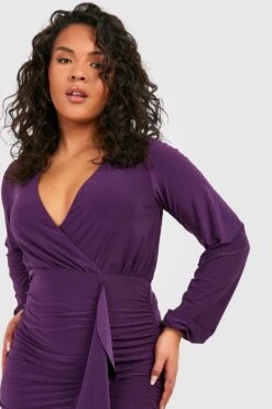 Plus Wickel Bodycon-Kleid Mit Rüschen -Stil Formen Verkäufe gzz49035 purple xl 3