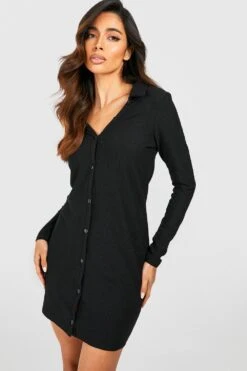 Strukturiertes Mini-Hemdkleid