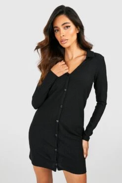 Strukturiertes Mini-Hemdkleid -Stil Formen Verkäufe gzz49361 black xl 2