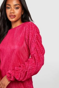 Plissee-Maxikleid Mit Gerafften Ärmeln -Stil Formen Verkäufe gzz49375 hot20pink xl 3