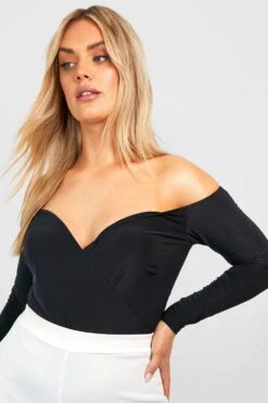 Plus Wickel Bardot-Body -Stil Formen Verkäufe gzz49464 black xl 3