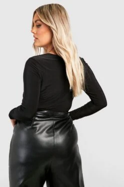 Plus Oberteil Mit Gerafftem Detail Und Keyhole-Ausschnitt -Stil Formen Verkäufe gzz49467 black xl 1