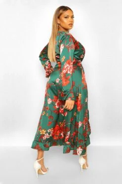 Plus Florales Wickelkleid Mit Rüschen -Stil Formen Verkäufe gzz49748 green xl 1