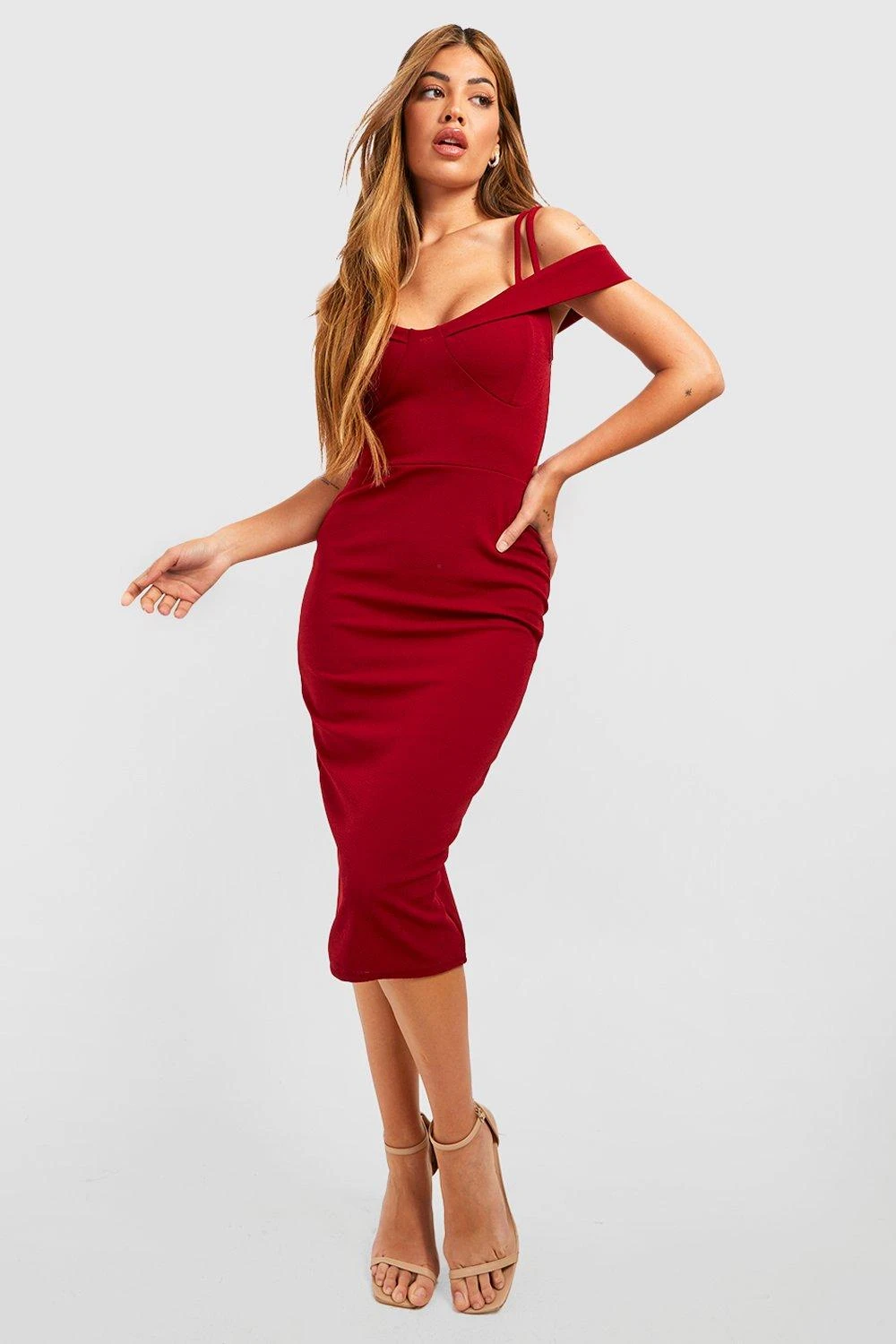 Schulterfreies Midikleid 5 Schulterfreies Midikleid – Bild 3