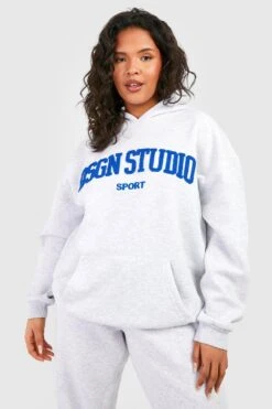 Plus Oversize Hoodie Mit Dsgn Studio Frottee-Applikation -Stil Formen Verkäufe gzz49934 ash20grey xl 2