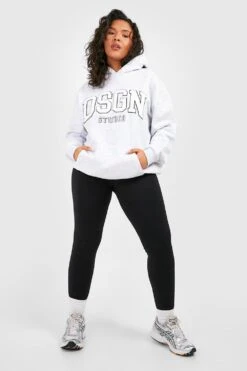 Plus Oversize Hoodie Mit Dsgn Slogan Frottee-Applikation -Stil Formen Verkäufe gzz49935 ash20grey xl 2