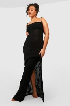 Plus Gehäkeltes Maxi-Strandkleid -Stil Formen Verkäufe gzz50177 black xl 2