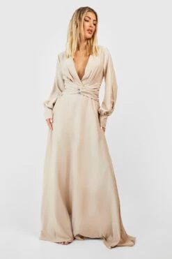 Satin-Maxikleid Mit Twist Vorne -Stil Formen Verkäufe gzz50278 champagne xl 2