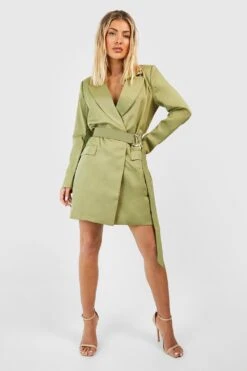Blazerkleid Mit Gürtel Und D-Ring -Stil Formen Verkäufe gzz50480 khaki xl 2