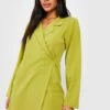 Langärmliges Jersey Wickel-Blazerkleid Aus Crepestoff -Stil Formen Verkäufe gzz50482 olive xl