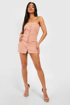 Jersey Bandeau-Minikleid Aus Crepestoff Mit Knopfleiste -Stil Formen Verkäufe gzz50483 camel xl 2